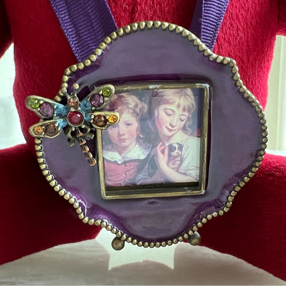 💘 Teddy Bear JAY STRONGWATER “TRUMAN” Red Jewel Plush Cashmere with mini Frame - Picture 2 of 10